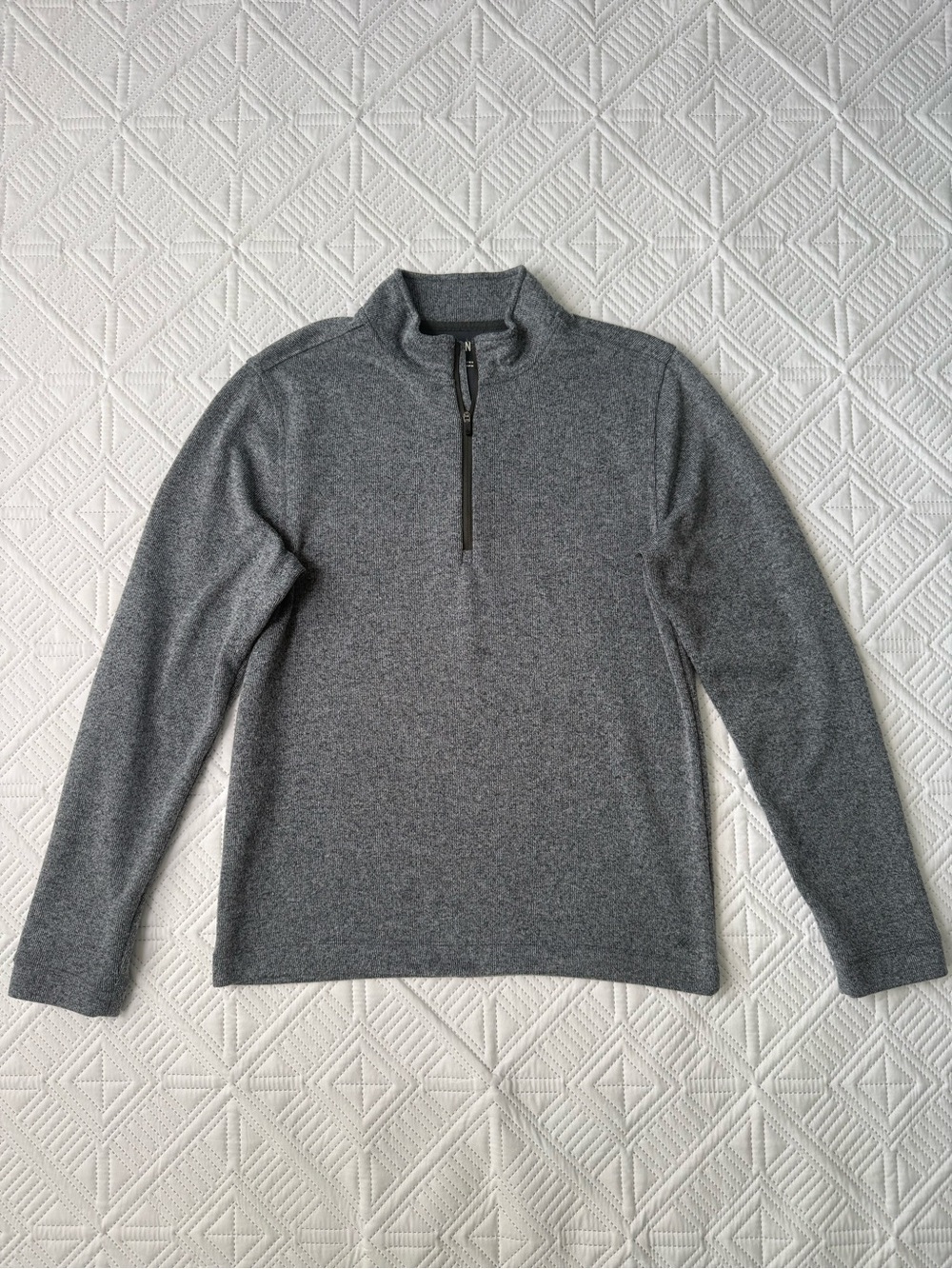 Rhone Heather Gray Quarter-Zip Pull Over Mock Neck Sweater Size S